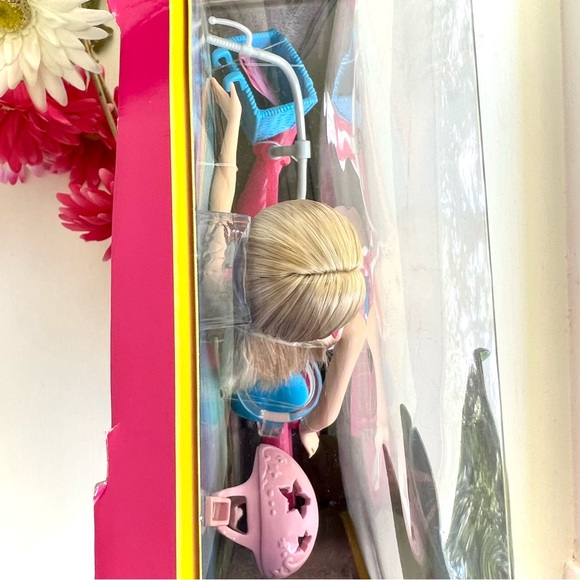 NEW Barbie Glam Bike Pink Helmet Blue Basket Jointed Doll Kids Toy Bicycle Set - Picture 9 of 13